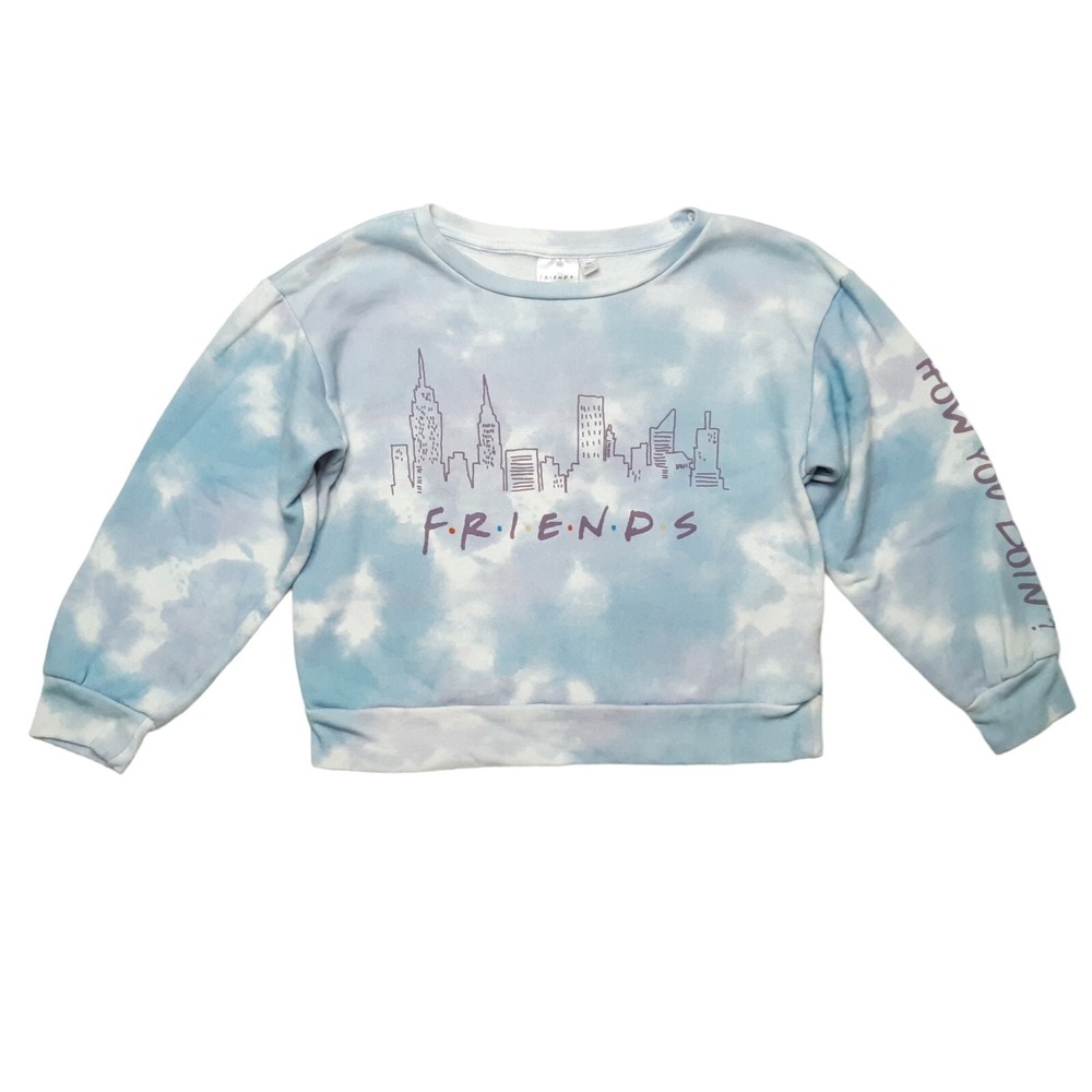 Mad Engine Friends‎ Sweatshirt Womens Medium Blue Tie Dye Crop Top TV Show NYC